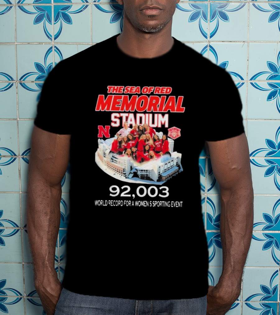 The Sea Of Red Memorial Stadium Nebraska Volleyball 92,003 World Record For A Women's Sporting Event T-Shirt
