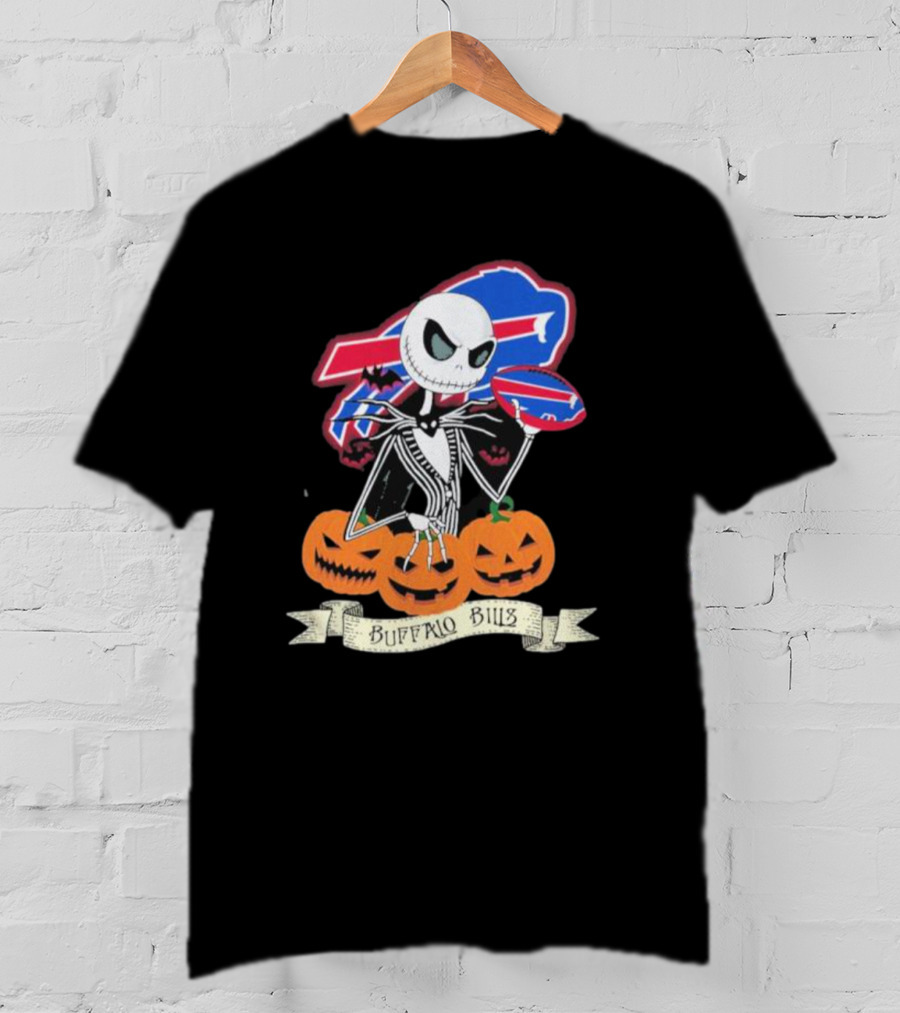 Buffalo Bills Jack Skellington NFL Football Halloween Pumpkins T-Shirt
