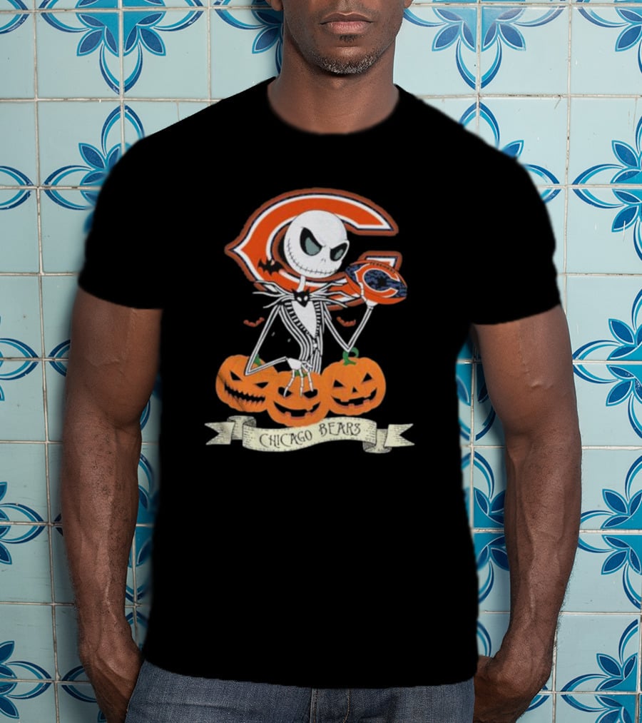Chicago Bears Halloween Jack Skellington NFL Pumpkin T-Shirt