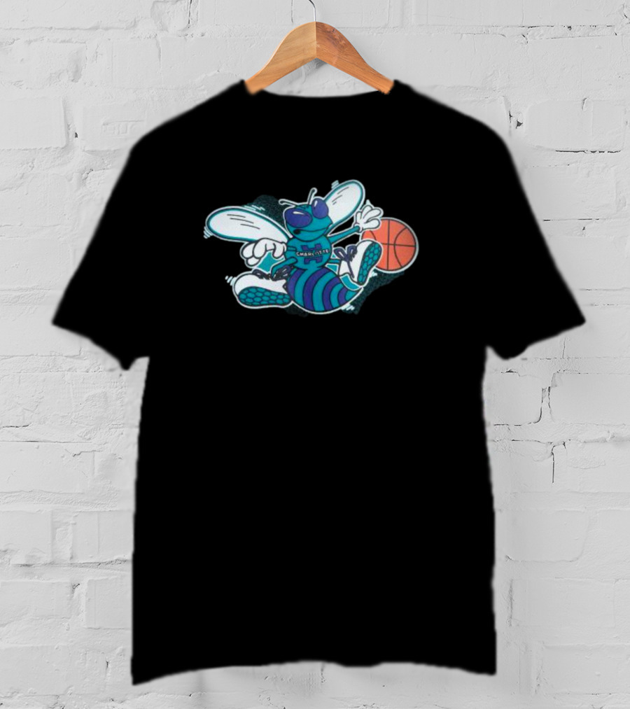 Charlotte Hornets Cartoon Mascot Basketball Playful T-Shirt