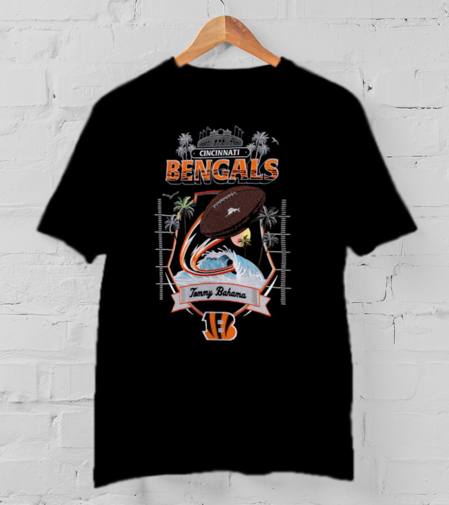 Cincinnati Bengals Tommy Bahama Tropical Football Tidal Wave Kickoff Camp T-Shirt