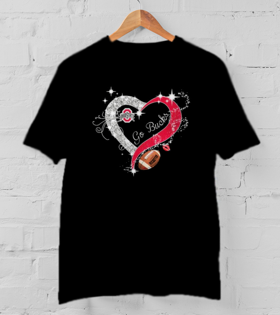 Ohio State Buckeyes Heart Go Bucks Football Diamond T-Shirt