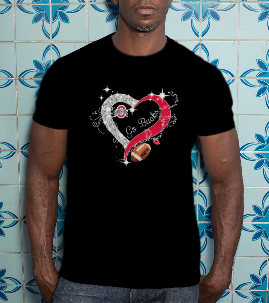 Ohio State Buckeyes Heart Go Bucks Football Diamond T-Shirt