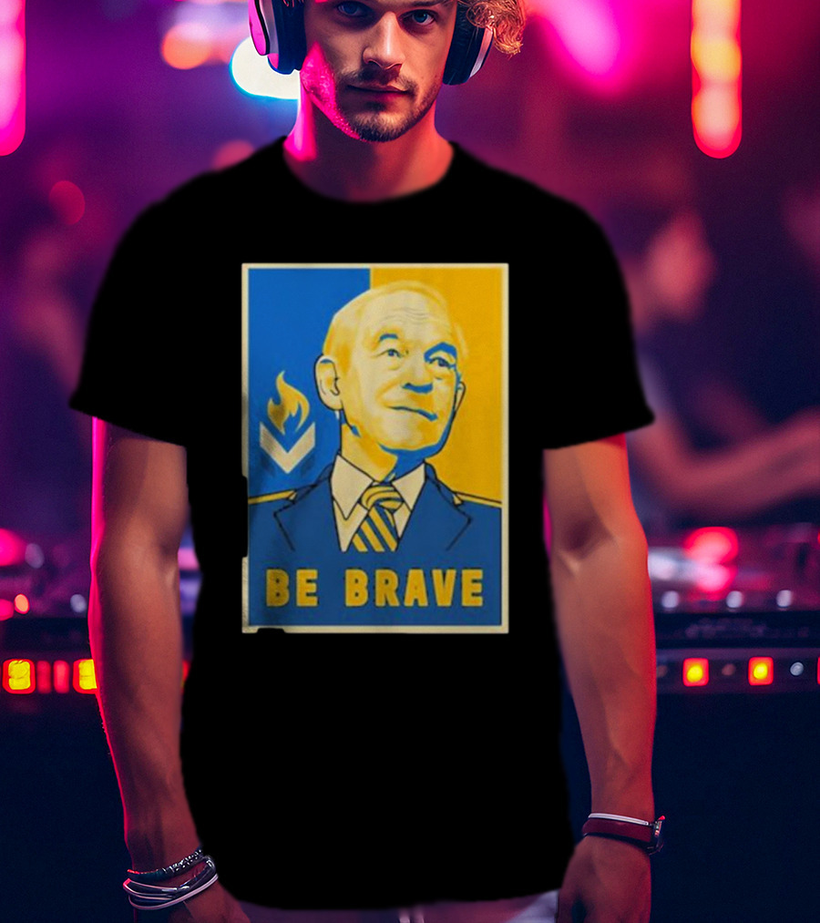 Ron Paul Be Brave Inspirational Blue And Yellow T-Shirt