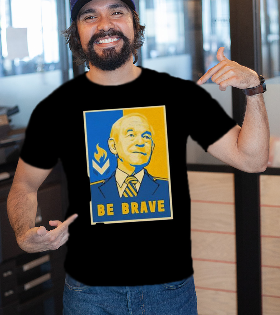 Ron Paul Be Brave Inspirational Blue And Yellow T-Shirt