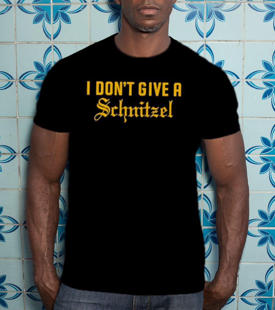 I Don’t Give A Schnitzel Text Bold Yellow Old English Style Font T-Shirt