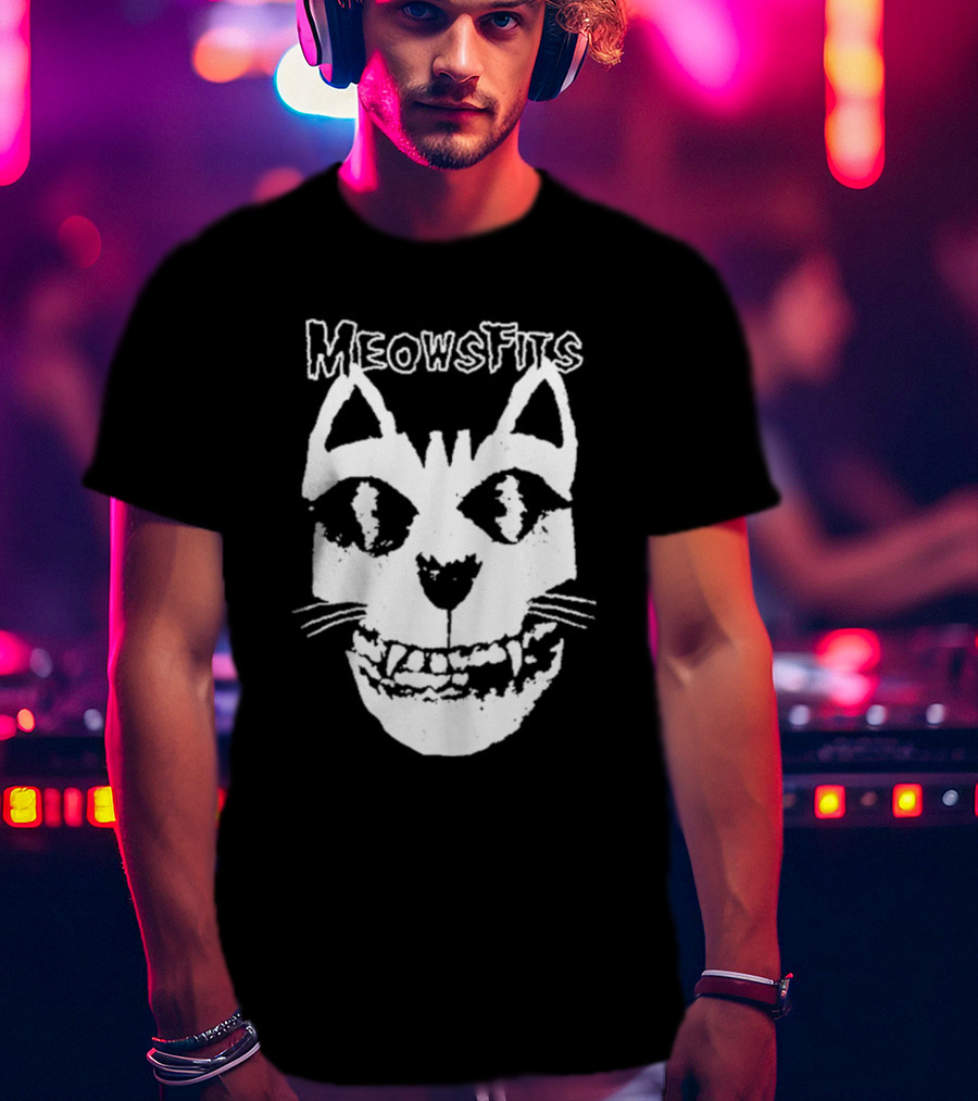 Meowsfits Grinning Cat Skull T-Shirt
