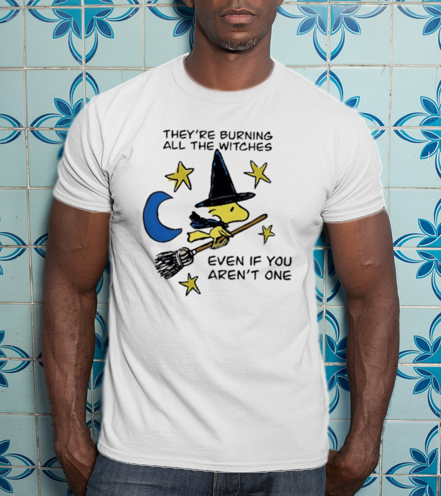 They’re Burning All The Witches Even If You Aren’t One Woodstock Wizard Stars Moon Broomstick T-Shirt
