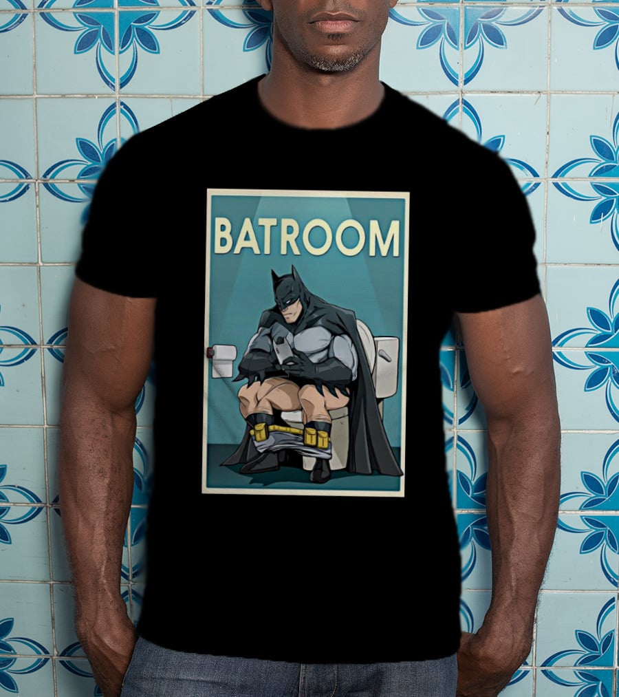 Batman Toilet Batroom Comic Panel T-Shirt