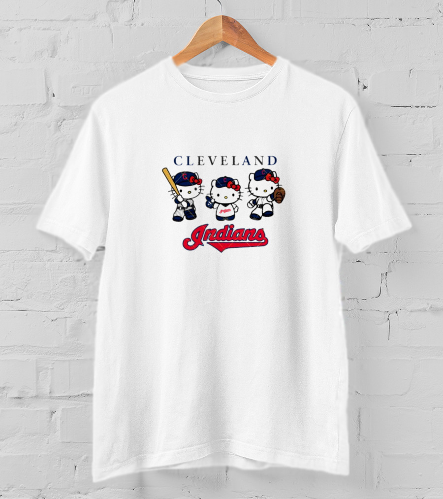 Hello Kitty Cleveland Indians Baseball Team Fans T-Shirt