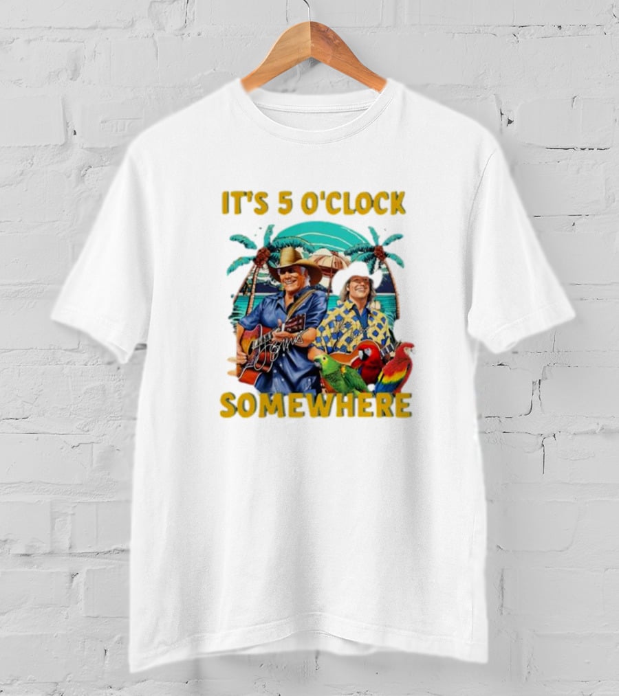 It's 5 O'Clock Somewhere Jimmy Buffett Paradise Scene T-Shirt