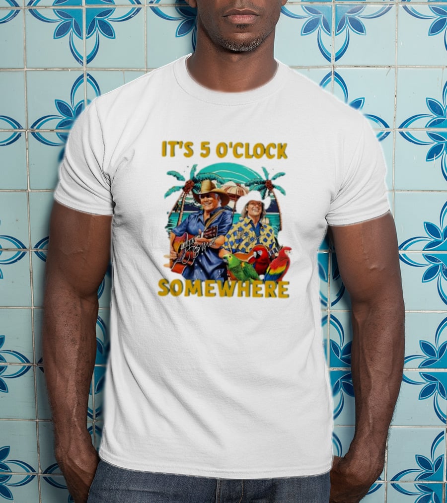 It's 5 O'Clock Somewhere Jimmy Buffett Paradise Scene T-Shirt