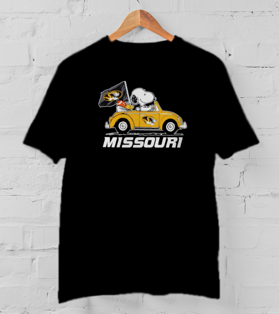 Missouri Tigers Snoopy Woodstock Driving Car T-Shirt