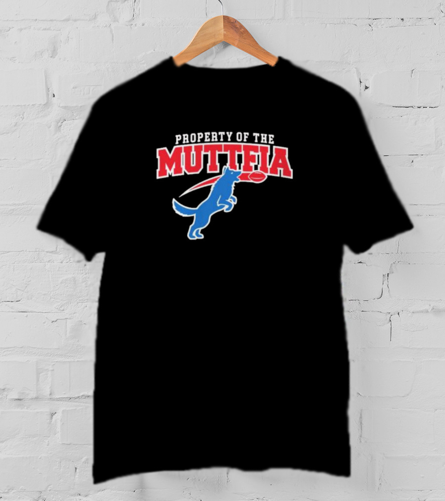Property Of The Muttfia Blue Dog With Football T-Shirt