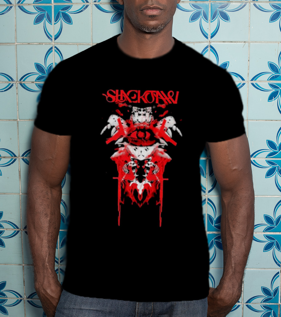 Slackjaw Band Hazard Skull And Red Splatter Symmetry T-Shirt