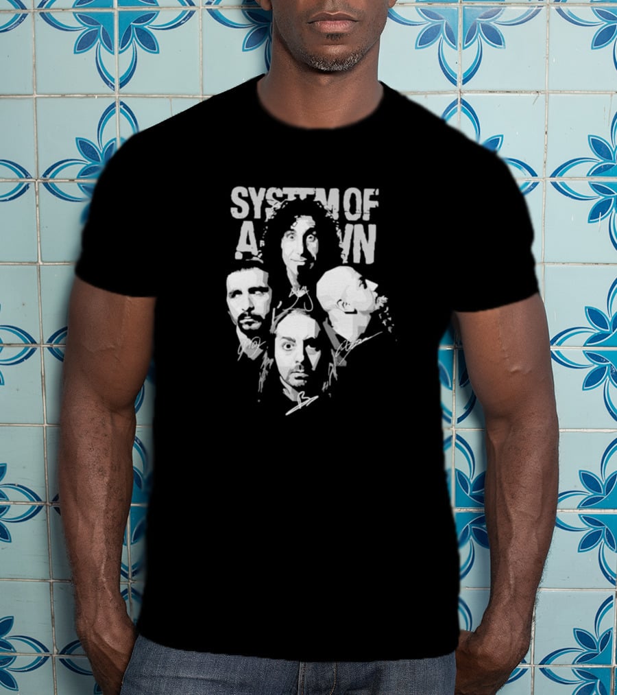 System Of A Down Band Members Portrait Signatures T-Shirt