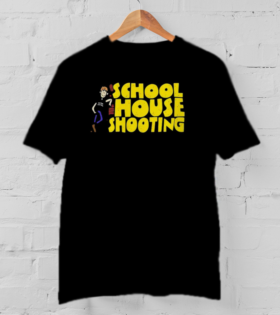 SCHOOL HOUSE SHOOTING Cartoon Character T-Shirt