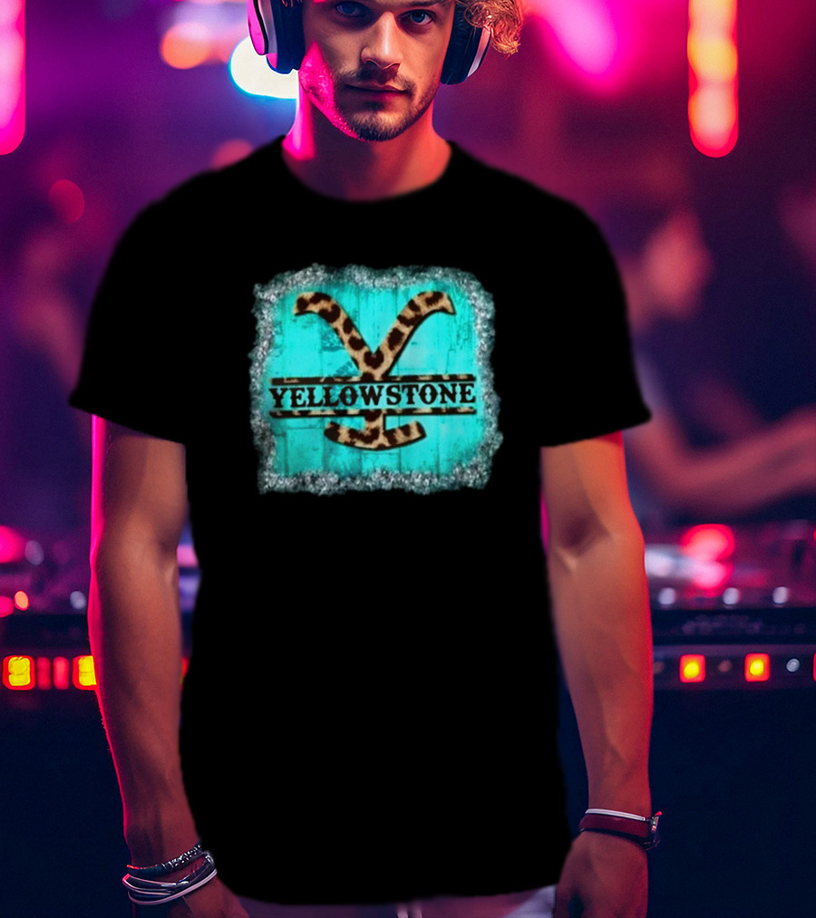 Yellowstone Turquoise Leopard Print T-Shirt