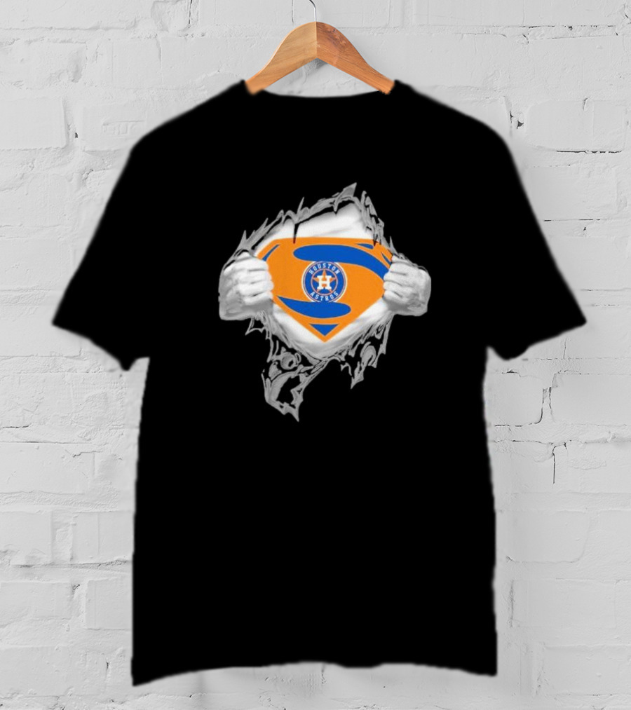 Houston Astros Superman Emblem Ripped Chest T-Shirt