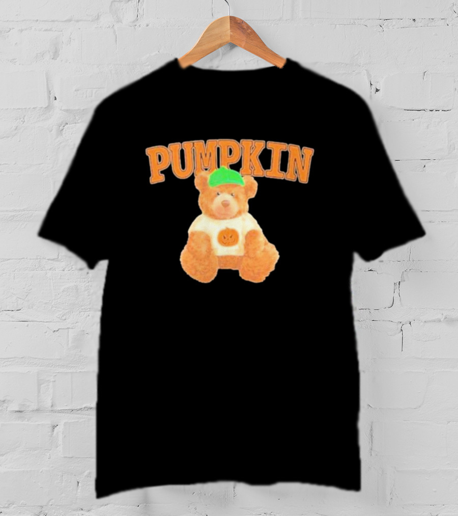 Pumpkin Cozy Bear With Green Hat And Pumpkin T-Shirt