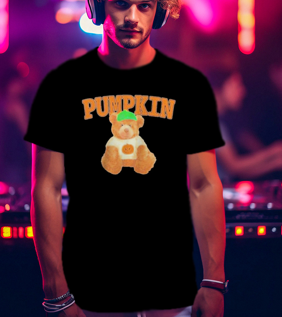 Pumpkin Cozy Bear With Green Hat And Pumpkin T-Shirt