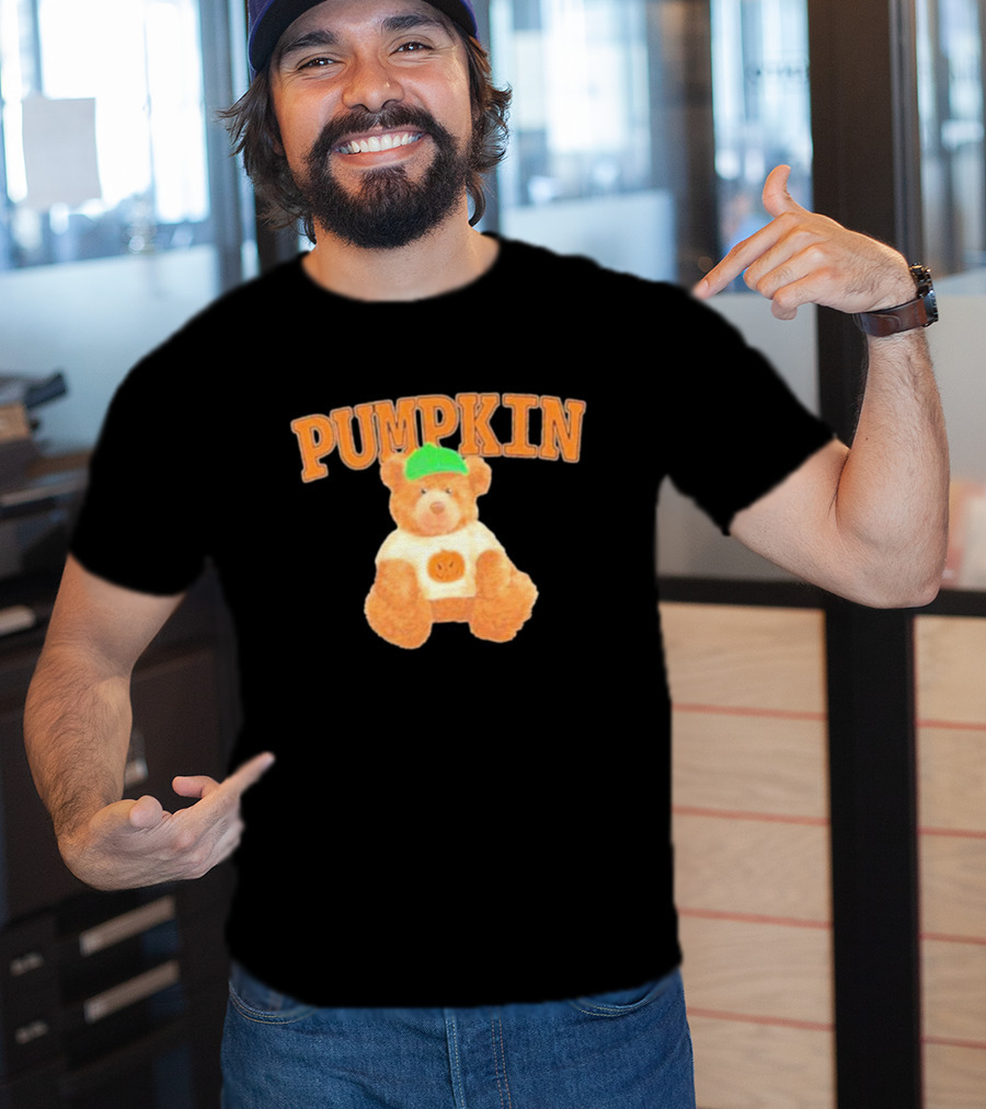 Pumpkin Cozy Bear With Green Hat And Pumpkin T-Shirt