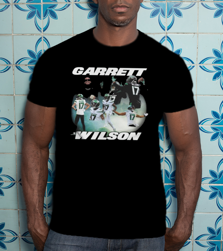Garrett Wilson New York Jets Dynamic Football Action Montage T-Shirt