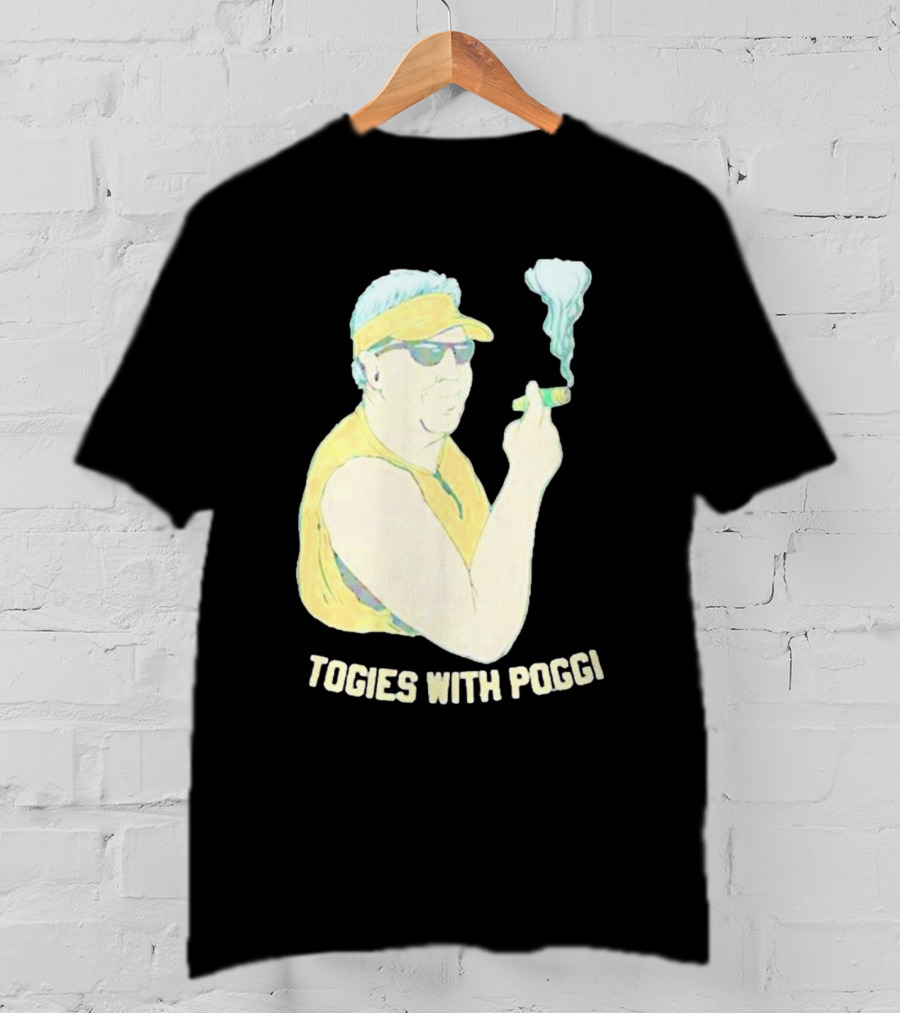 Stogies With Poggi Smoking Cigar Character In Sunglasses And Visor T-Shirt