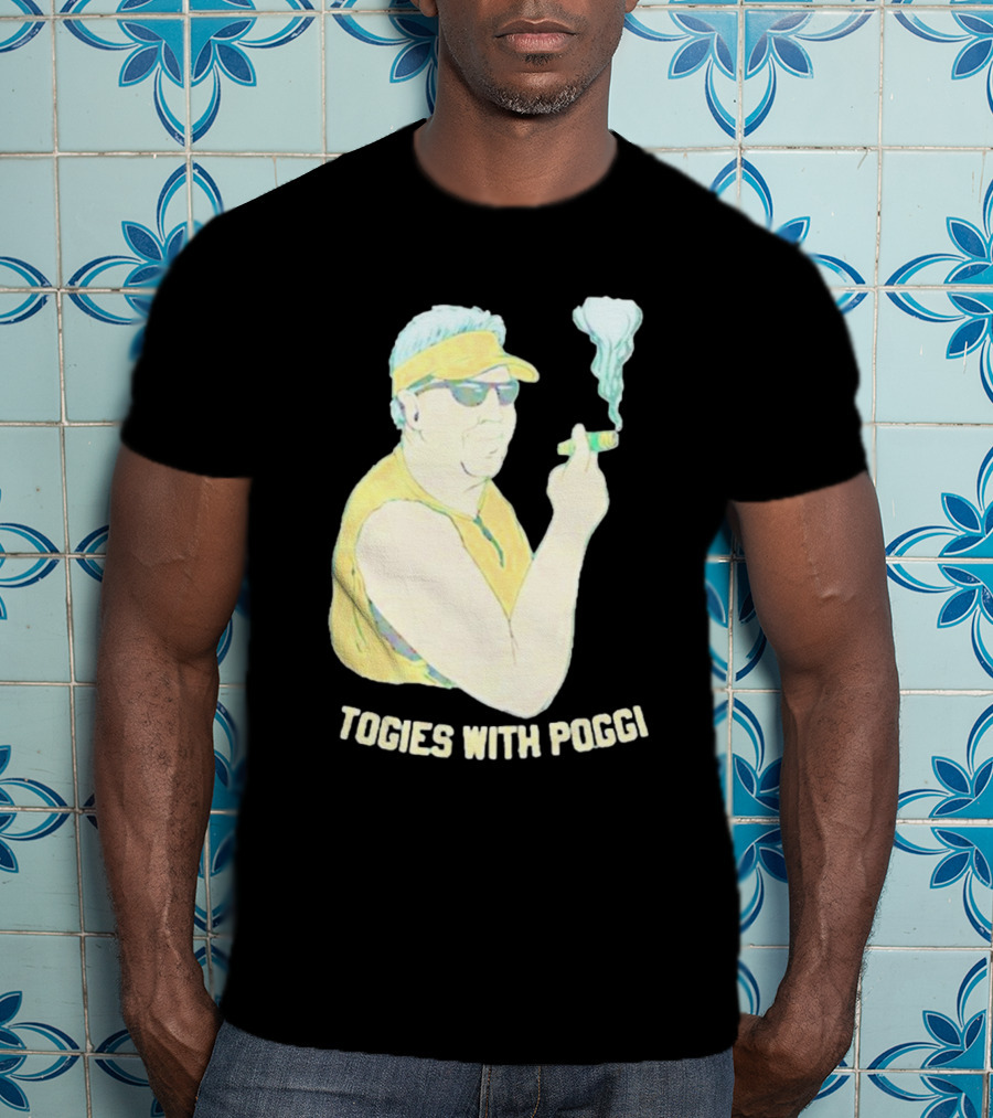Stogies With Poggi Smoking Cigar Character In Sunglasses And Visor T-Shirt
