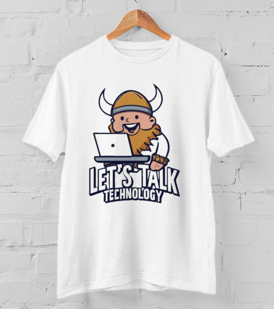 Viking Let's Talk Technology With Laptop Helmet Beard T-Shirt