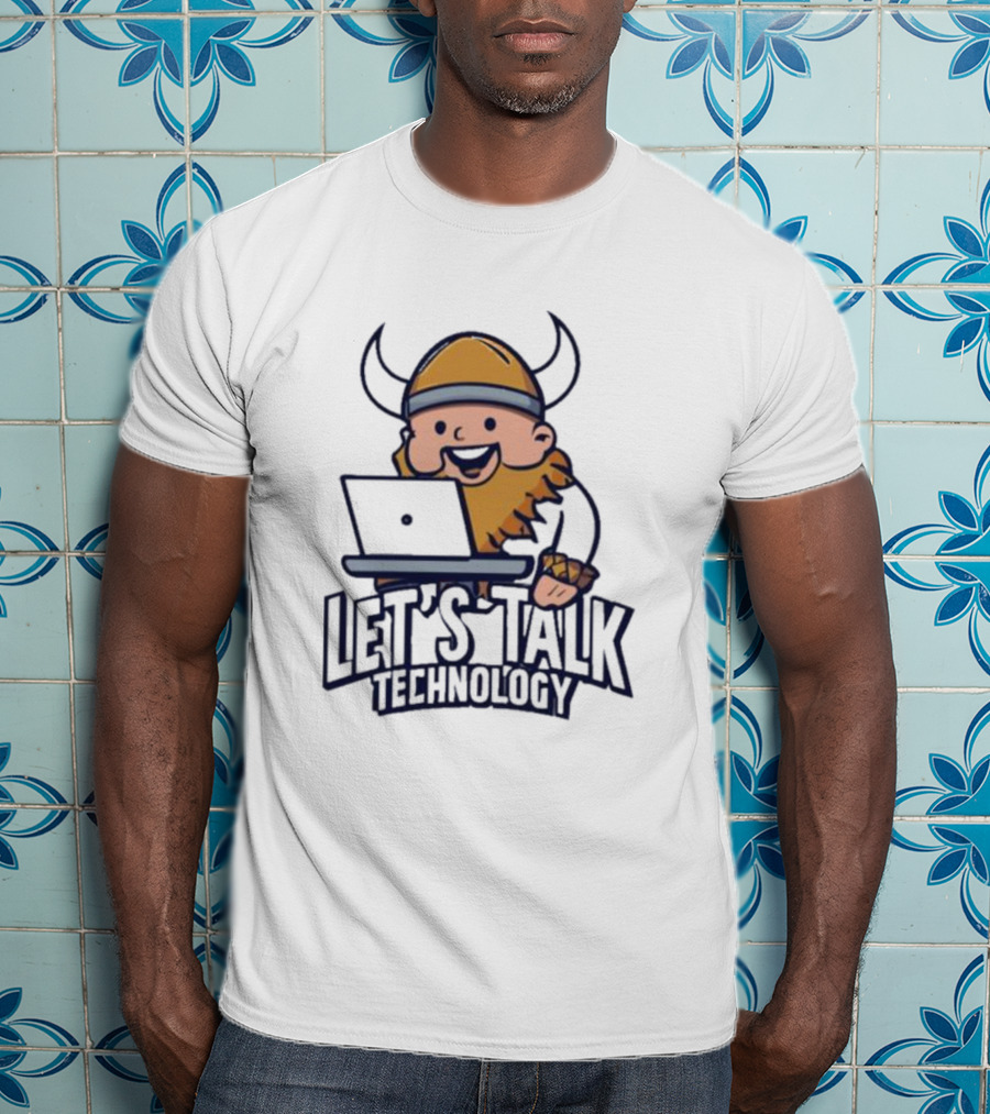 Viking Let's Talk Technology With Laptop Helmet Beard T-Shirt