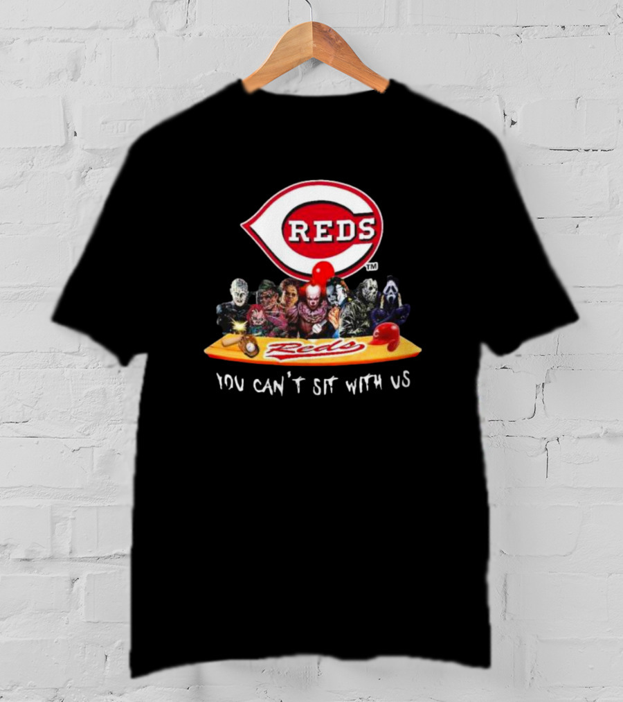 Cincinnati Reds Horror Movie Characters Logo You Can’t Sit With Us T-Shirt