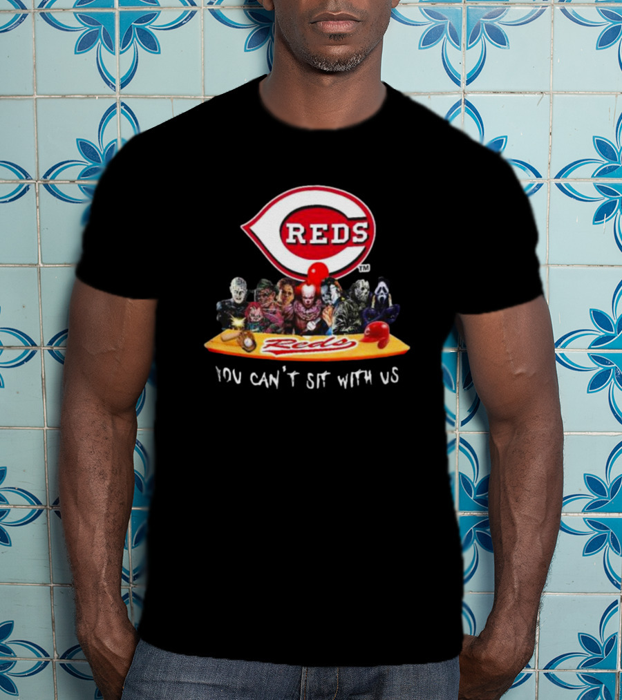 Cincinnati Reds Horror Movie Characters Logo You Can’t Sit With Us T-Shirt