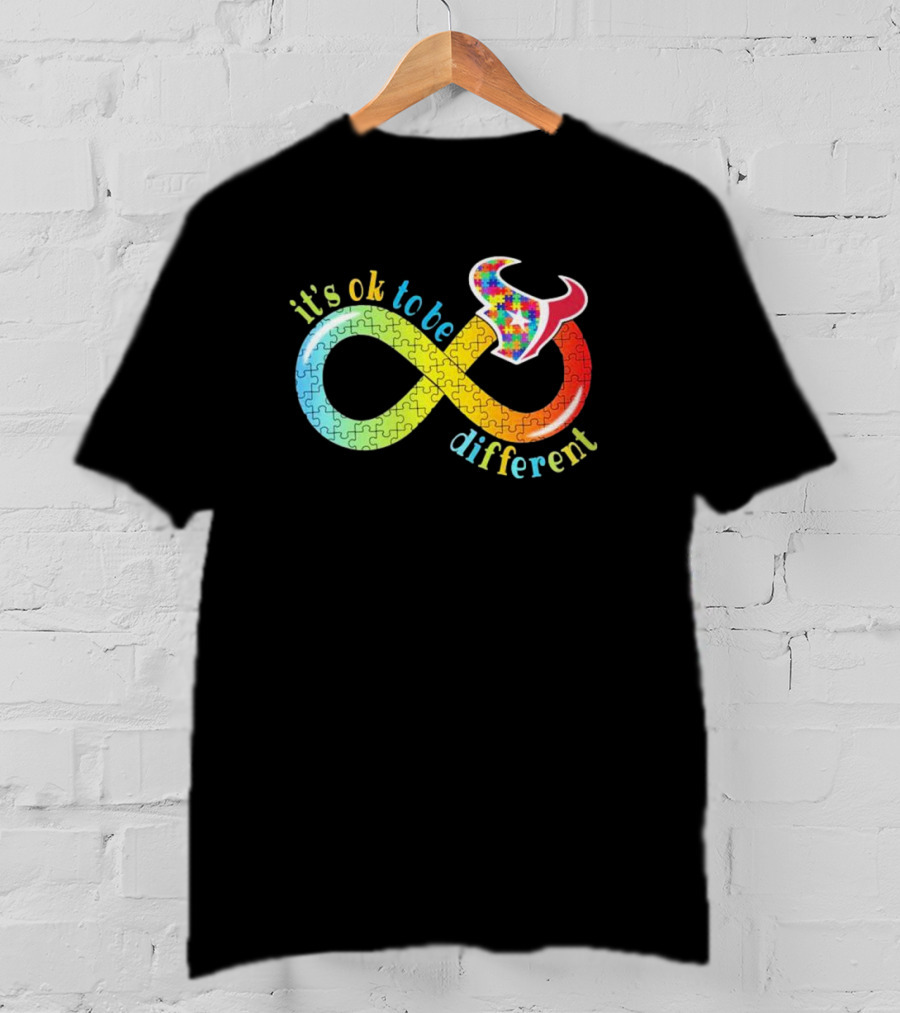 Houston Texans It's Ok To Be Different Autism Awareness Puzzle Infinity T-Shirt