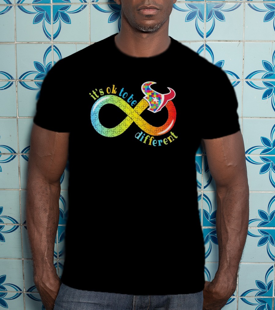 Houston Texans It's Ok To Be Different Autism Awareness Puzzle Infinity T-Shirt