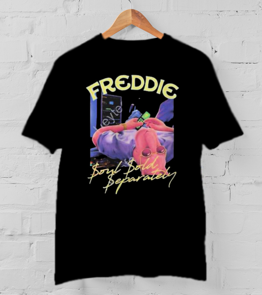 Freddie Soul Sold Separately Retro Style With Relaxed Figure Holding Phone T-Shirt