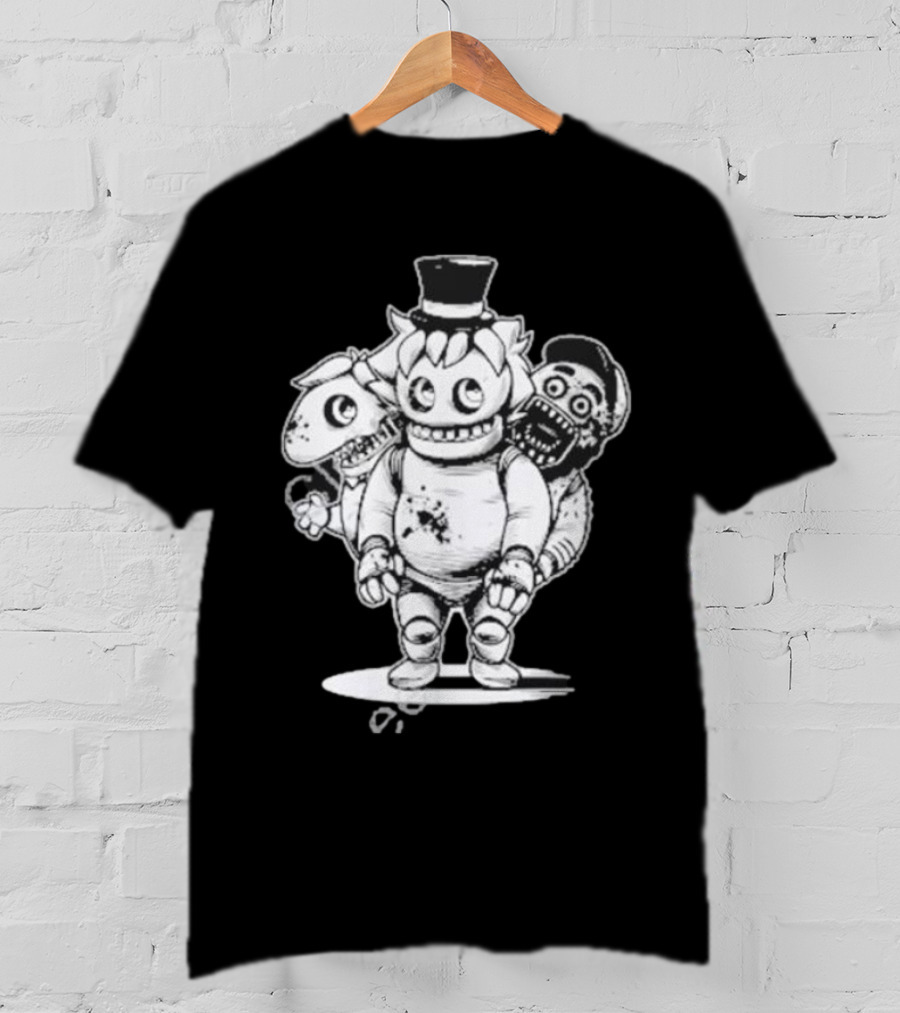 Sharkrobot Five Nights At Oney’s Three-Headed Animatronic Top Hat T-Shirt