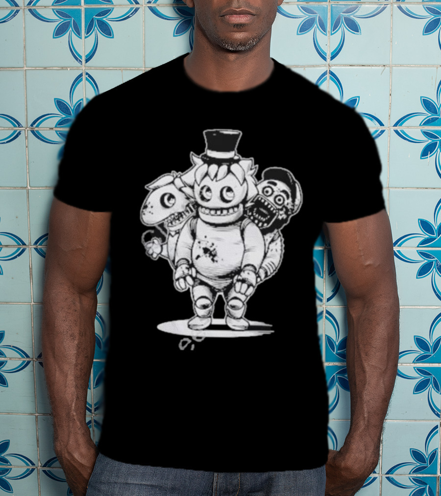 Sharkrobot Five Nights At Oney’s Three-Headed Animatronic Top Hat T-Shirt
