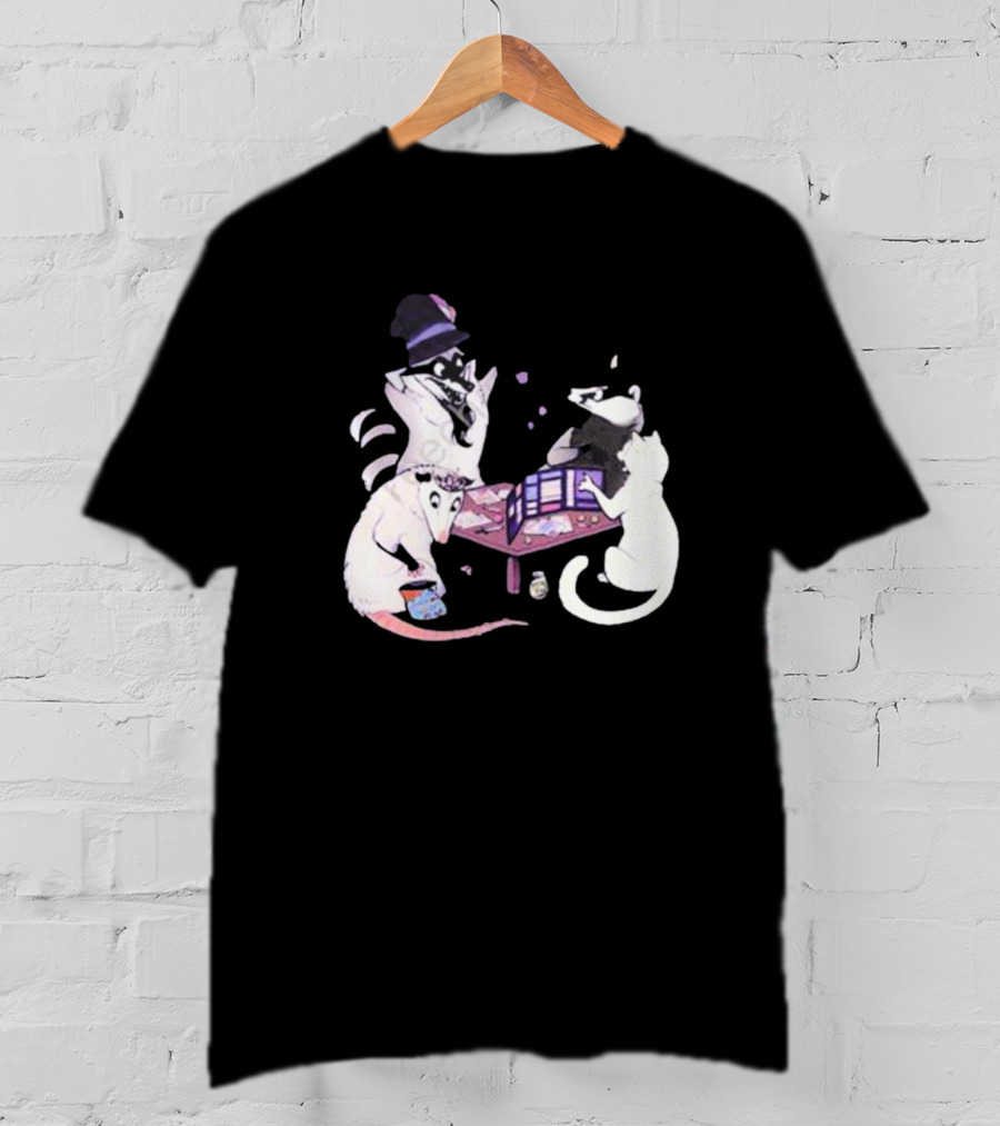 Game Night Raccoon Mouse Cat Tabletop Adventure T-Shirt