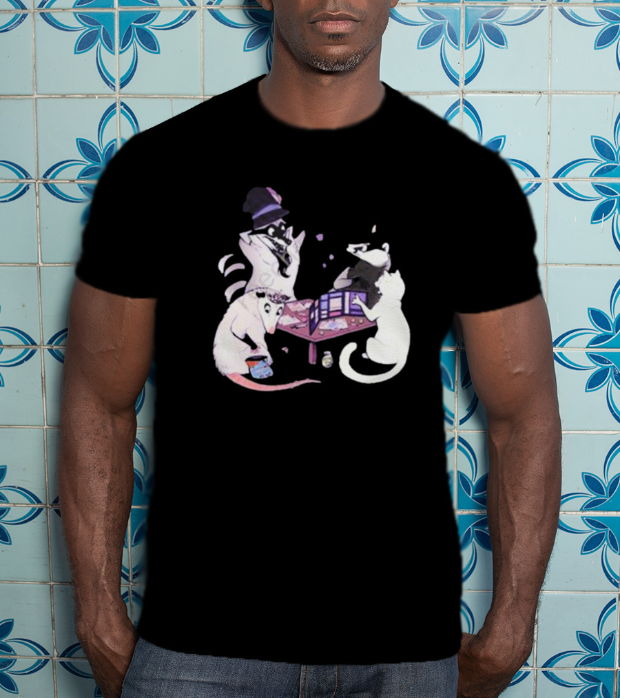 Game Night Raccoon Mouse Cat Tabletop Adventure T-Shirt