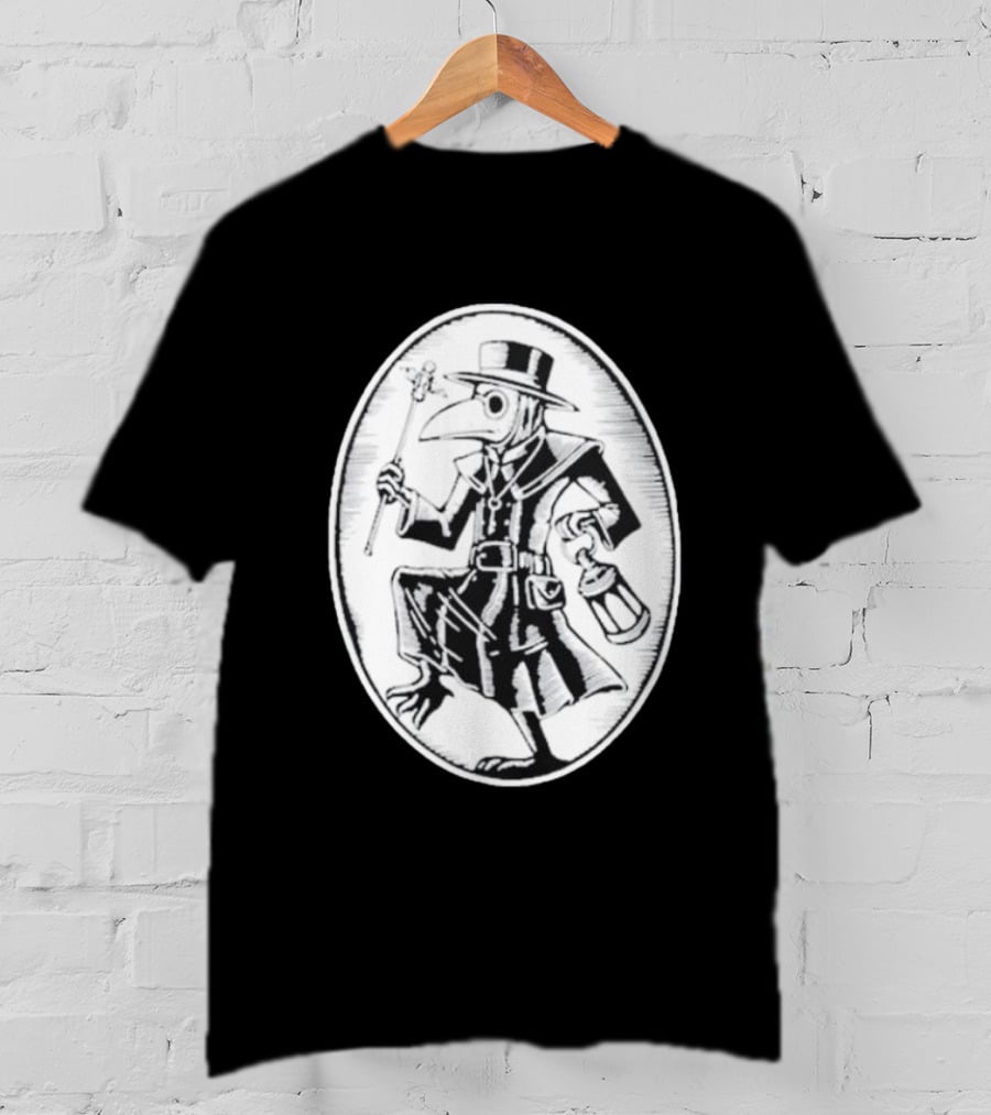 Queenkryptid Plague Doctor Holding Lantern In Oval Frame T-Shirt