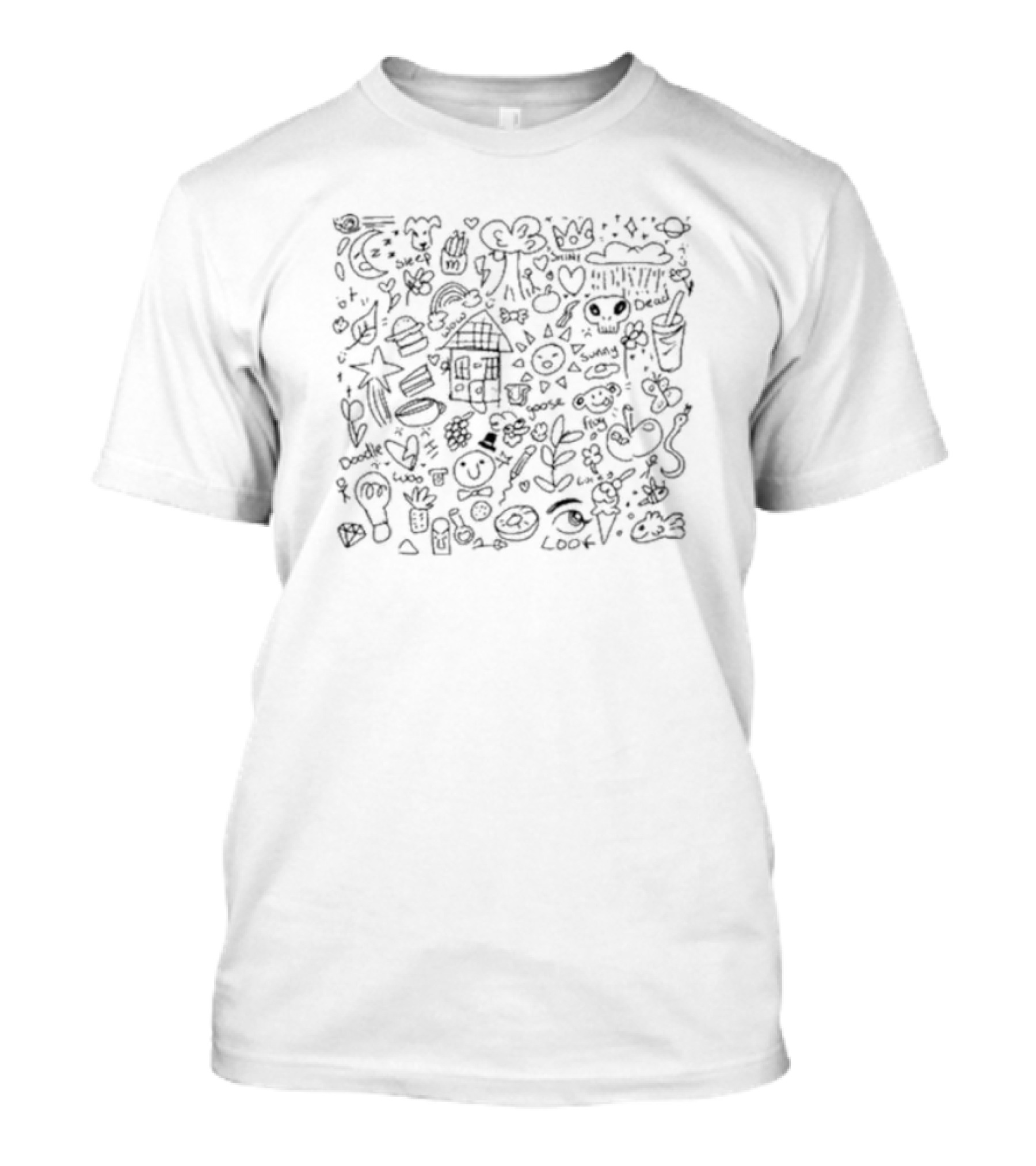 Guqqie Doodle Look Cute House Burger Cloud Snake Star Heart Cupcake Carrot Duck Eye Paw Doodles T-Shirt