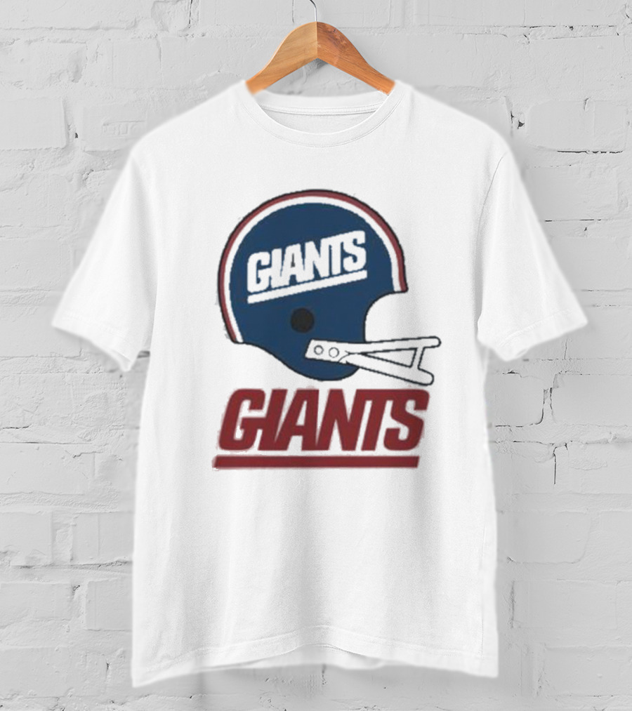 New York Giants Helmet With Giants Text T-Shirt