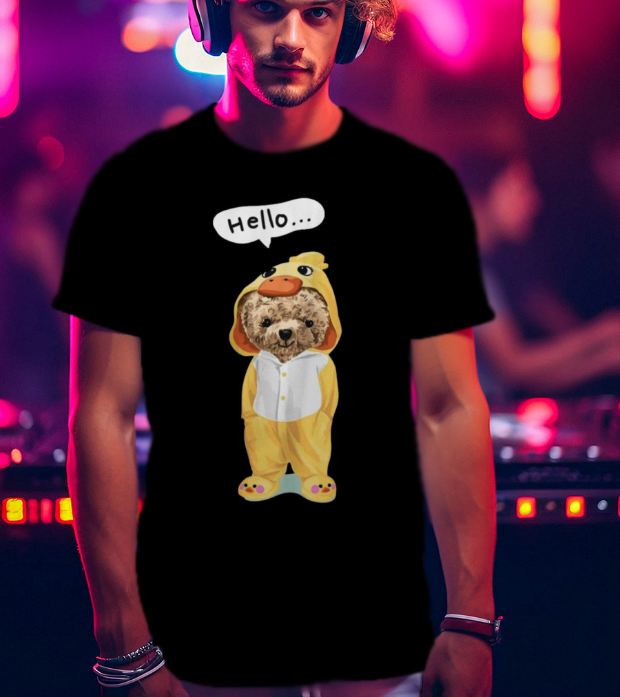 Bear Hello Duck Costume Curious Expression T-Shirt