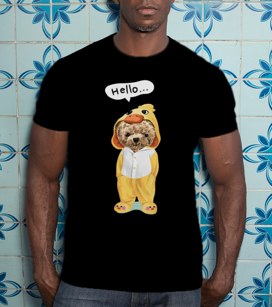 Bear Hello Duck Costume Curious Expression T-Shirt