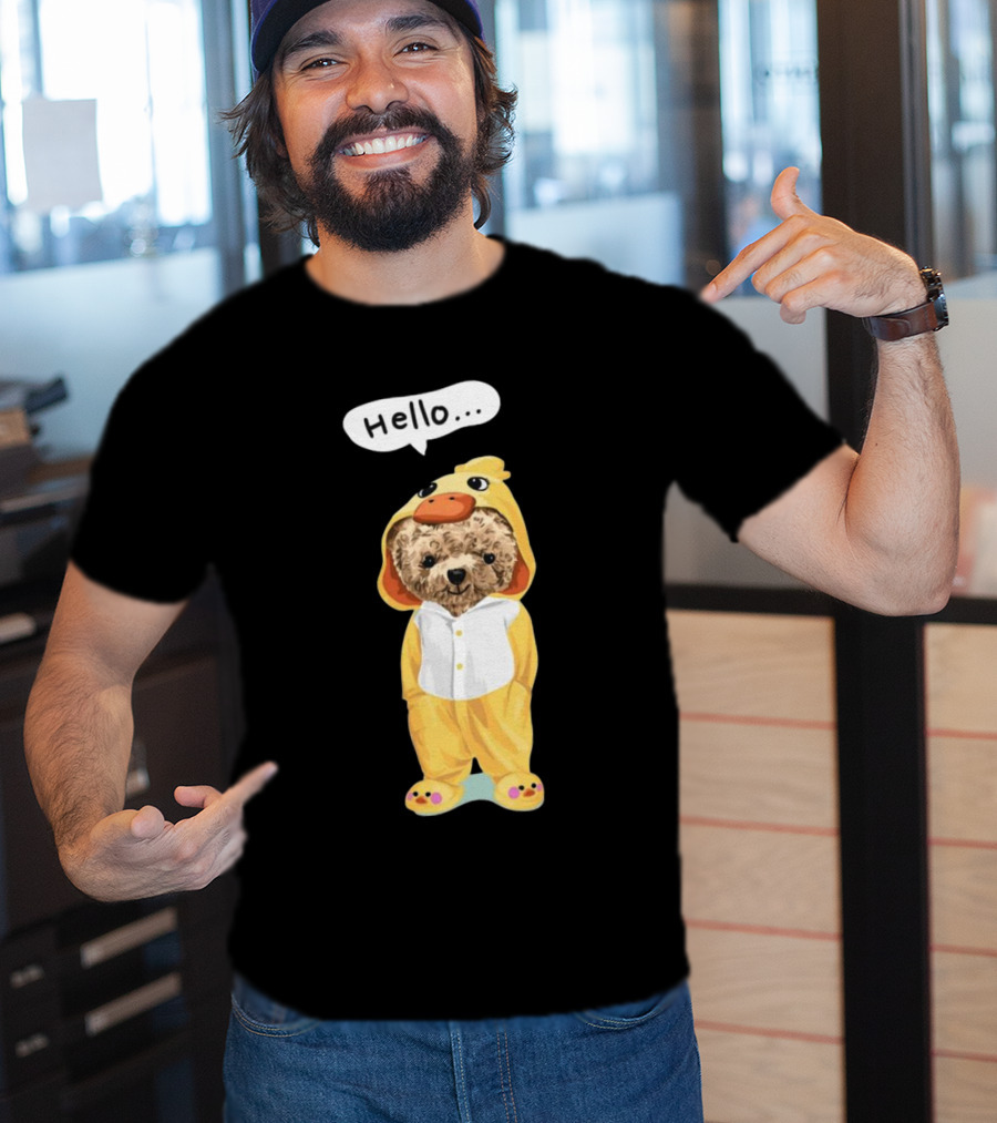 Bear Hello Duck Costume Curious Expression T-Shirt