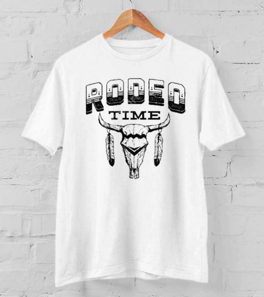 Rodeo Time Skull Dale Brisby Clay Feathers T-Shirt