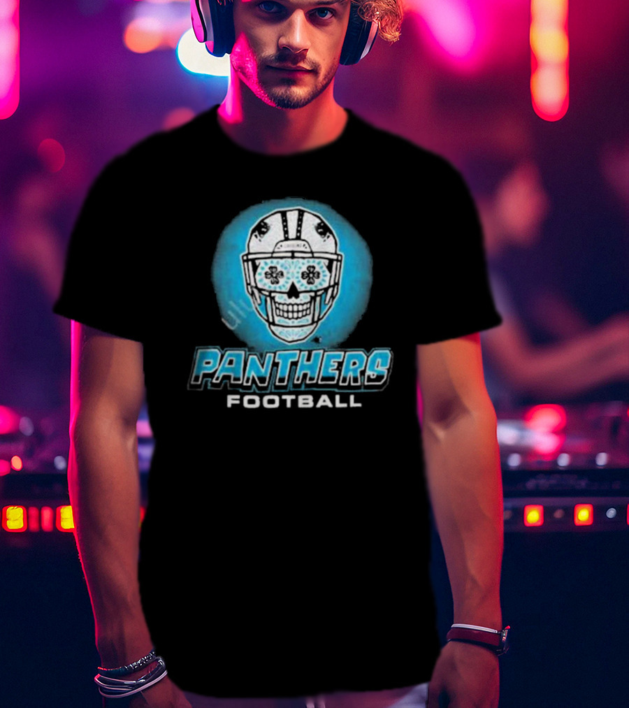 Panthers Football Skull Helmet T-Shirt