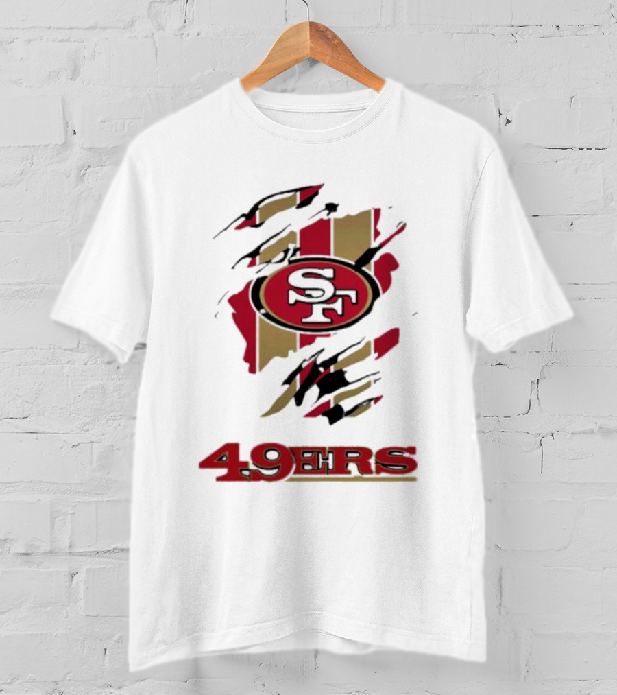 San Francisco 49ers SF Logo With Red And Gold Stripes 49ERS T-Shirt