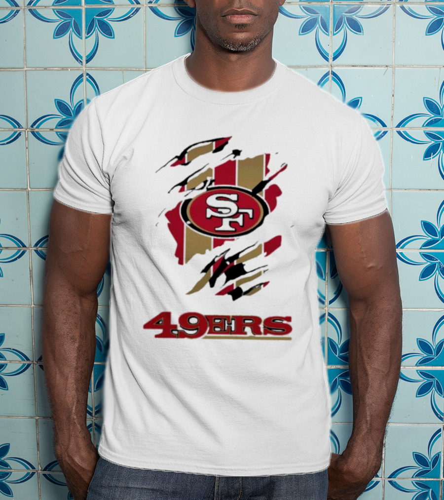 San Francisco 49ers SF Logo With Red And Gold Stripes 49ERS T-Shirt